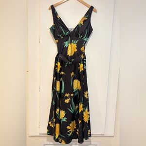 Chic Hero Black Tropical Floral Swimsuit Set One Piece + Midi Skirt